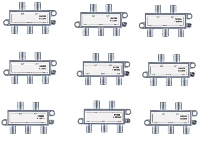 9 Unidades de Divisor Splitter Coaxial 1x4 Saidas - Antena Tv Cabo