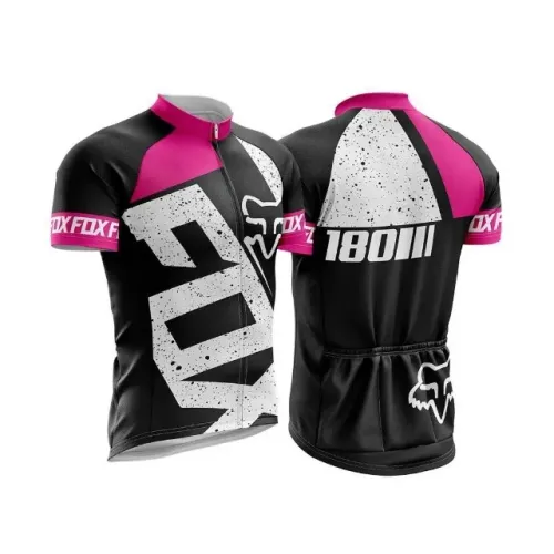 camisa ciclismo rosa com bolso nas costas