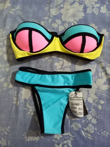 Biquini Colorido Color Block Neon P