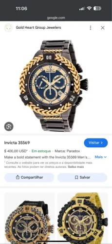 Relógio suíço invicta Hércules Bolt banhado ouro