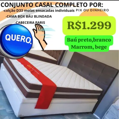 Cama baú + colchão molas ensacadas + Cabeceira!! Promoção