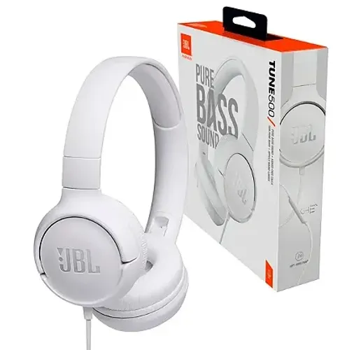 Fone JBL Tune 500 Branco - Original, com fio, lacrado
