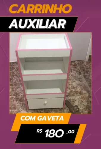 Carrinho auxiliar com gaveta - Novo