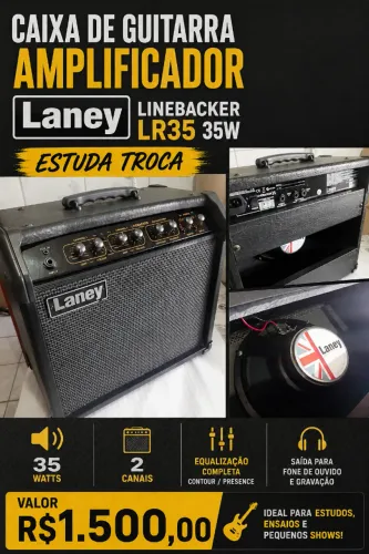 Amplificador Laney Caixa de Guitarra 35W Falante 10" com Efeitos - Estuda Troca 