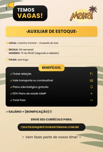 Vaga Auxiliar de Estoque - MAHAI