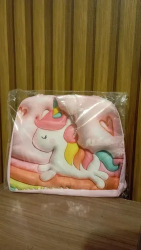 Bolsa infantil unicórnio rosa 24 x 20cm