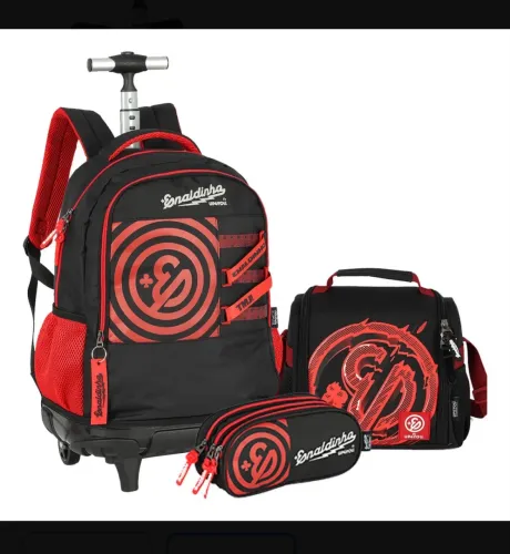 Kit Mochila Rodinha + Lancheira + Estojo Youtuber Enaldinho