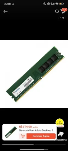 Memória ram ddr 4 pente 8GB
