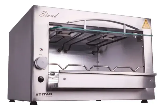 Churrasqueira Elétrica Rotativa De Bancada 4 Espetos Titan Cor Inox NOVA