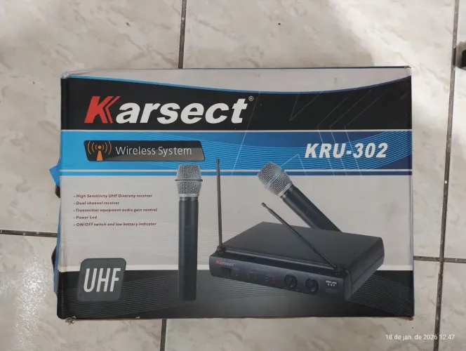 Microfone duplo sem fio Karsect duplo KRU - 302