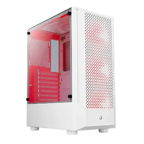 Gabinete Gamer Rise Mode Wave White, Mid Tower, Lateral em Vidro Fumê, ARGB, ATX, 3 Cooler