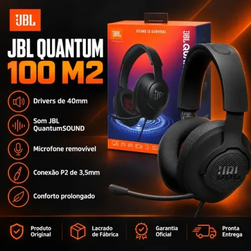 Headset Gamer JBL Quantum 100 M2 Original com Microfone