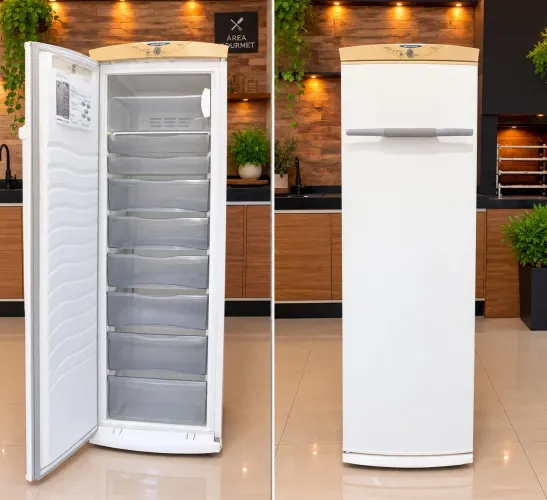 Freezer Vertical Frost Free 280 litros com 8 gavetas muito bom 