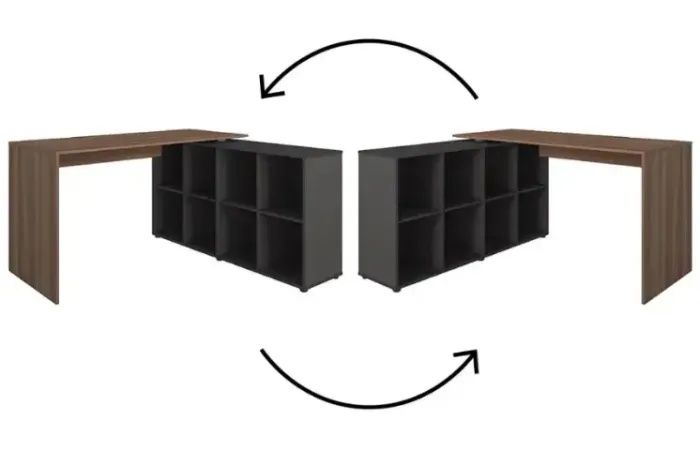 Conjunto de Mesa Escrivaninha em L Verselli e Nicho Malaga/Preto Conjunto de Mesa Escrivan