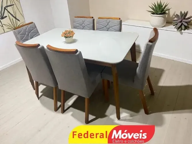 Mesa 1,60x90cm Com 6 Cadeiras - Promoção!
