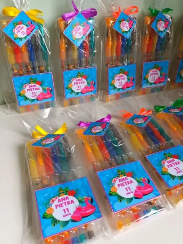 Jogo Canetinha Gel com 6 cores Lembrança Infantil 