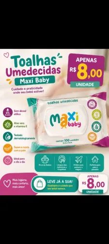 Lenço umedecido Maxy Baby com 100 unidades 