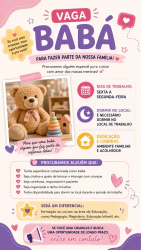 Vaga de emprego para babá