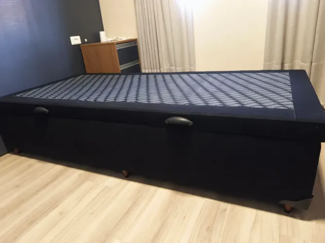 Cama solteiro base box baú 