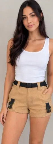 Short Feminino SHEIN XS com Cinto - Bege