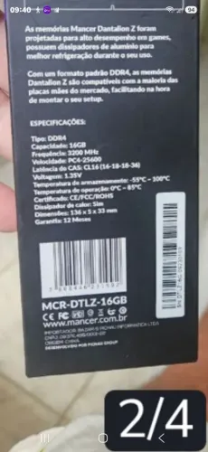 Memória Dantalion z DDR 4 16 gb