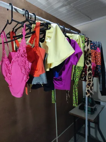 Lote de cropped, top e blusinhas (123 peças)