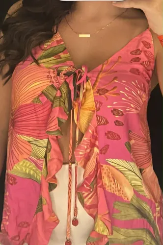 blusa de amarração da farm