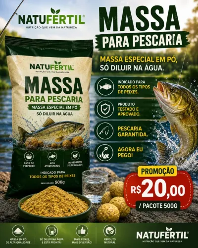 Massa Para Pesca Natufertil Em Pó 500g - Isca Pega Tudo