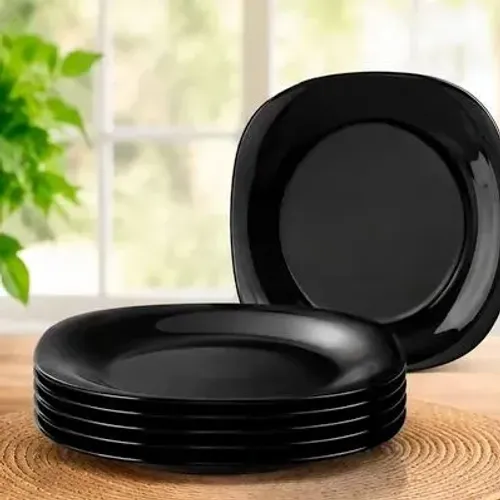 Jogo de 12 pratos raso preto 27cm