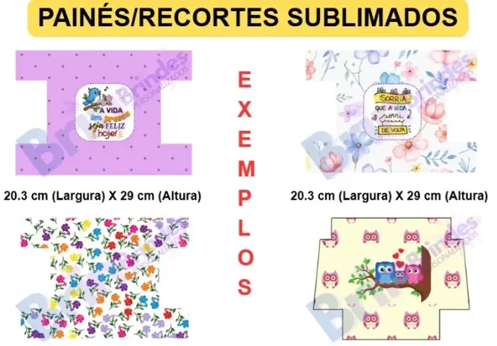 ARTES EM PAINÉIS OU RECORTES SUBLIMADOS EM TECIDOS P/ BOLSAS, NECESSARIES, ESTOJOS, ETC
