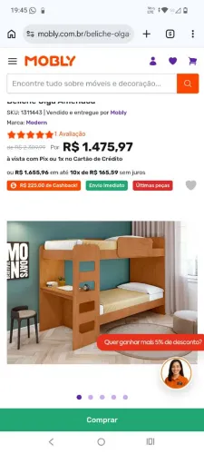 Beliche Solteiro Olga com LED Branco MDF-MDP Móveis Lopas