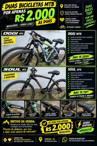 Não tenho espaço bike tá ficando parada, comprei uma moto, retirar no água verde