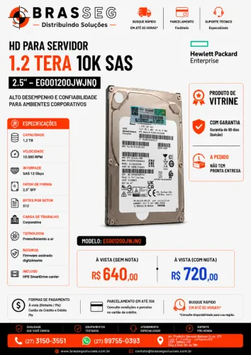 HD SAS PARA SERVIDOR 1.2TB ? 10K RPM ? 2.5"