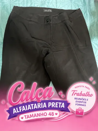 3 Calças alfaiataria plus size pretas tamanho 48