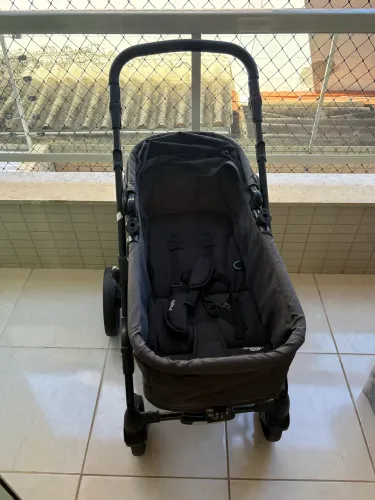 Carrinho de bebê Cosco Kids, Travel System Poppy Trio, Preto Mescla