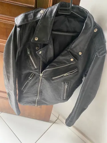 Jaqueta masculina de couro legítimo