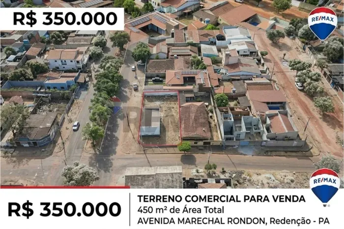 Terreno de Esquina para Venda, Avenida Marechal Rondon, no Setor Núcleo Urbano - Redenção,