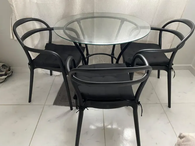 Mesa Tramontina vidro 03 cadeiras