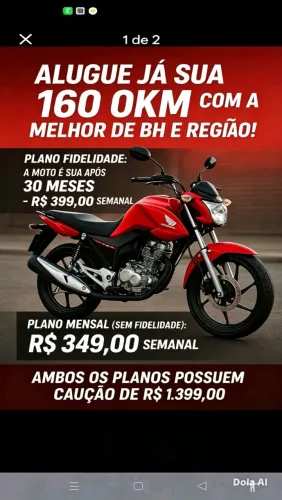 Locação de motos sem burocracia start 160 0km