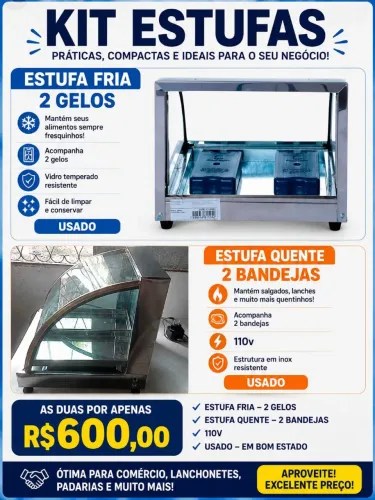 2 estufas fria 2 gelos, quente 2 bandejas 110v