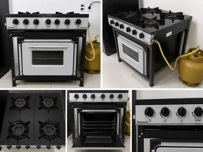 Fogão Industrial Venâncio Bravo BR4BF 4 Bocas com Forno e Visor