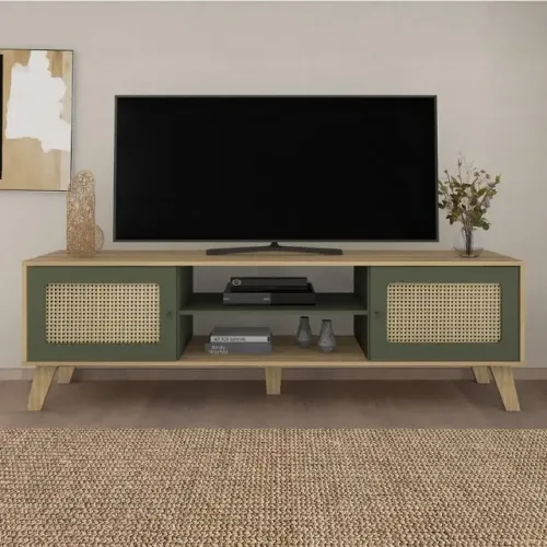 Rack para TV até 75" CHARLOTTE Artely | com 2 portas de abrir, cor Carvalho c/Menta
