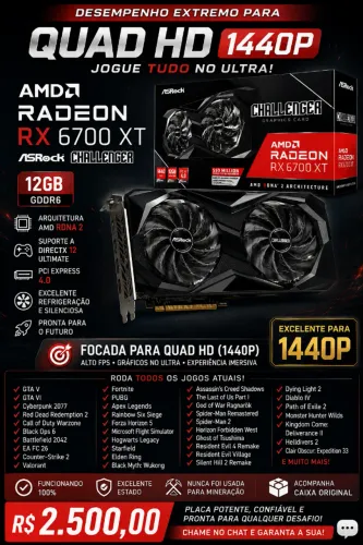 RX 6700 XT ASRock 12GB | Estado de Nova | 3 Meses de Garantia | Caixa
