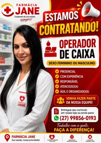 Vaga para Operador(a) de Caixa - Farmácia