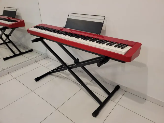 Piano Digital Casio Privia PX-S1100 Vermelho + Suporte Para Teclado Em X Duplo Saty 2040