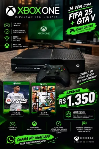 Xbox one funcionando com gta 5 mídia digital + controle séries x original 