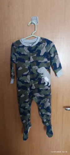 Macacão pijama infantil Carter's em FLEECE Dino Tam 18 meses