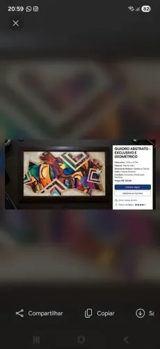 Quadro 1,33 X 0,74 moldura de madeira com vidro.