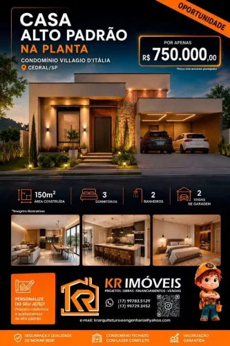 CEDRAL (SP) Casa 150m2 em condomínio 