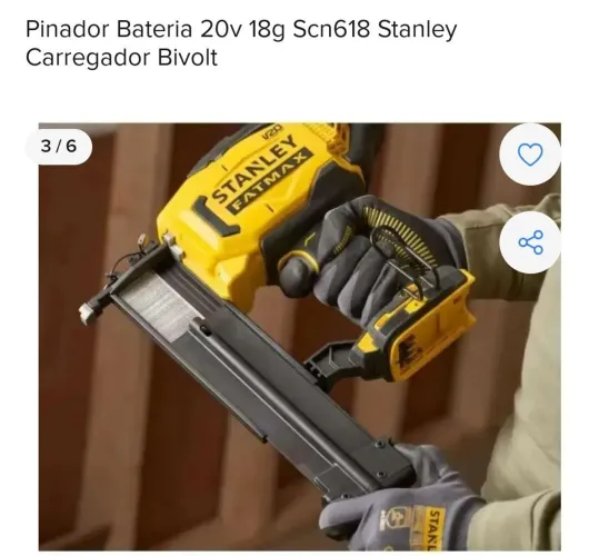 Pinador Bateria 20v 18g Scn618 Stanley carregador bivolt 